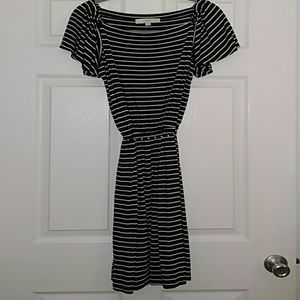 Ann Taylor Black & White Striped Dress
